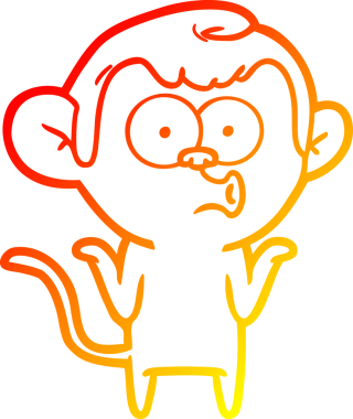 Bir insan tarafından çizilmiş kafası karışmış bir maymunun sıcak çizgi çizimi