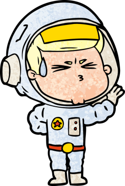 Çizgi film bir insan tarafından çizilmiş astronot.