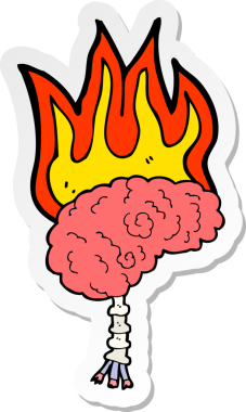 Bir insan tarafından çizilmiş bir karikatür beyninin etiketi.