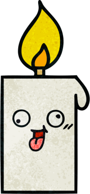 Bir insan tarafından çizilmiş yanan bir mumun retro grunge desen karikatürü