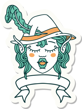 Şarkı söyleyen bir elf karakterinin çıkartması. İnsan tarafından çizilmiş bir pankartımız var.