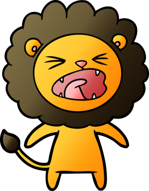 Bir insan tarafından çizilmiş kızgın aslan çizgi filmi.