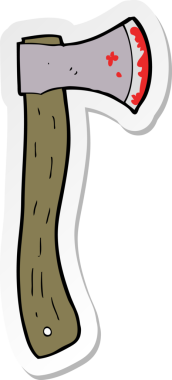 Bir insan tarafından çizilmiş kanlı balta çıkartması.