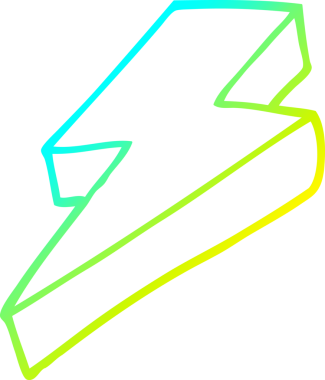 Bir insan tarafından çizilmiş bir çizgi film yıldırımının soğuk gradyan çizimi