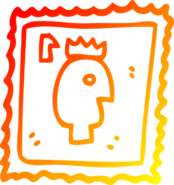 Bir insan tarafından çizilen posta pulunun sıcak gradyan çizimi