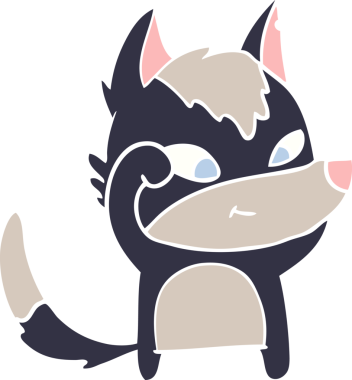 Bir insan tarafından çizilmiş düz renkli çizgi film kurdu.