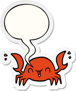 Bir insan tarafından çizilmiş konuşma balonu çıkartmalı karikatür yengeci