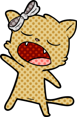 Bir insan tarafından çizilmiş şarkı söyleyen bir kedi.