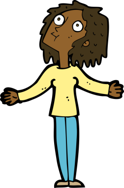 Karikatür meraklısı bir kadın bir insan tarafından yukarı doğru çizilmiş.