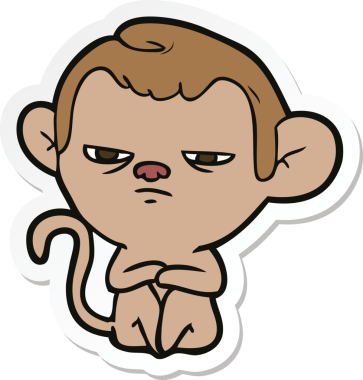 Bir insan tarafından çizilmiş çizgi film maymununun çıkartması.