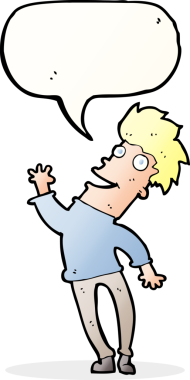 Bir insan tarafından çizilmiş konuşma balonlu mutlu adam çizgi filmi.