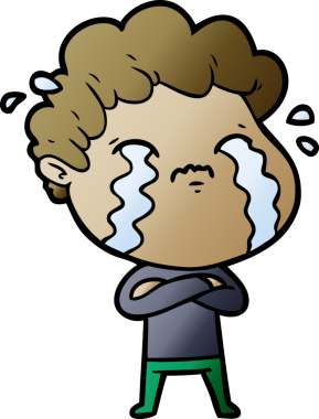 Bir insan tarafından çizilmiş ağlayan çizgi film adamı.