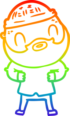 Gökkuşağı gradyan çizgi çizimi bir insan tarafından çizilmiş sakallı bir adamın