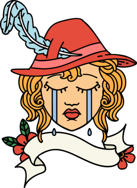 Retro Dövme Tarzı İnsan Ozan Karakteri Yüzü Bir İnsan Tarafından Çizildi