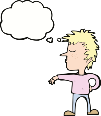 Karikatürist, bir insan tarafından çizilmiş düşünce baloncuğuyla kamp hareketi yapıyor.