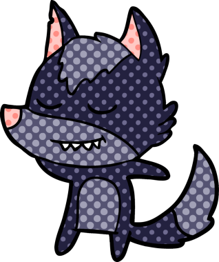 Bir insan tarafından çizilmiş dost canlısı bir kurt.