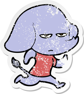 Bir insan tarafından çizilmiş kızgın bir fil çıkartması.