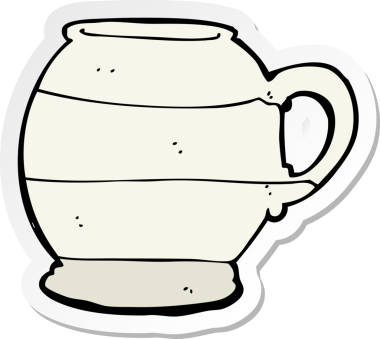 Bir insan tarafından çizilmiş eski tarz bir kupanın çıkartması.