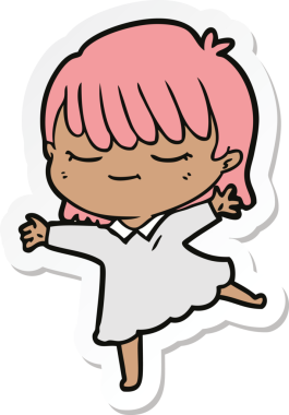 Bir insan tarafından çizilmiş bir karikatür kadının çıkartması.