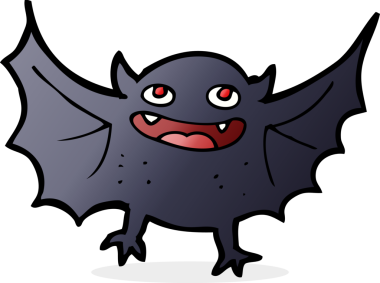 Bir insan tarafından çizilmiş vampir yarasa çizgi filmi.