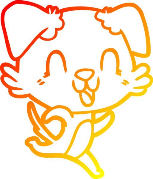 Bir insan tarafından çizilmiş gülen çizgi film köpeğinin sıcak çizgi çizgisi.