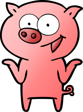 Bir insan tarafından çizilmiş tasasız çizgi film domuzu.