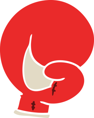 Bir insan tarafından çizilmiş boks eldiveni düz renk karikatürü