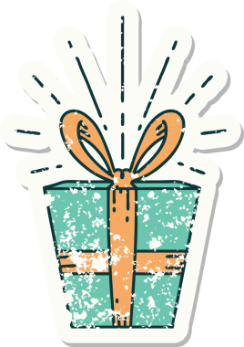 Bir insan tarafından çizilmiş dövme stili eski bir çıkartma.