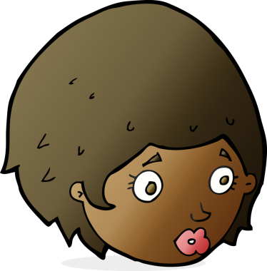 Bir insan tarafından çizilmiş endişeli bir yüzü olan çizgi film kızı.