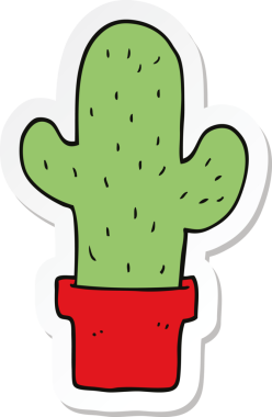 Bir insan tarafından çizilmiş bir kaktüsün çıkartması.