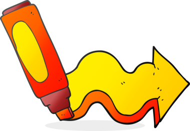 Bir insan tarafından çizilmiş karikatür kalem çizimi oku