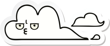 Bir insan tarafından çizilmiş şirin beyaz bulut etiketi.