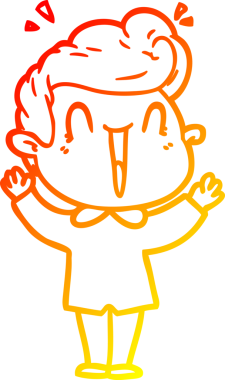 Bir insan tarafından çizilmiş, heyecanlı bir çizgi film çizimi.