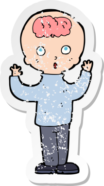 Bir insan tarafından çizilmiş bir çizgi film dehasının gerilimli çıkartması.