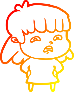 İnsan tarafından çizilmiş endişeli bir karikatür çizimi.