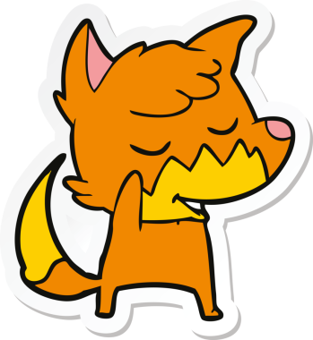 Bir insan tarafından çizilmiş dost canlısı bir tilkinin çıkartması.