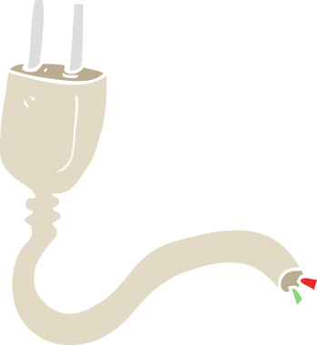 Bir insan tarafından çizilen elektrik prizinin düz renk çizimi