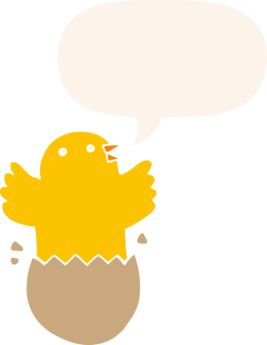 Bir insan tarafından çizilmiş, konuşma baloncuğu olan çizgi film kuluçkaya yatmış kuş.