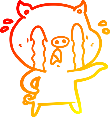 Bir insan tarafından çizilmiş, ağlayan bir domuz çizgi filmi.