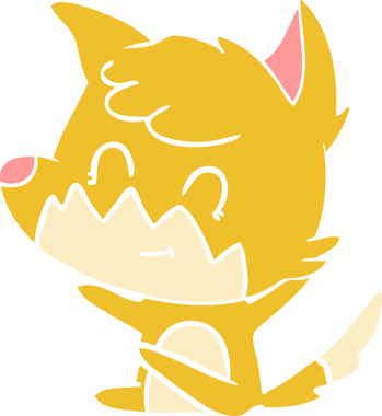 Bir insan tarafından çizilmiş düz renkli çizgi film dost tilkisi.