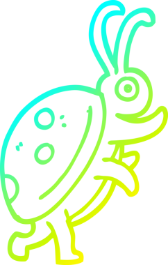 Bir insan tarafından çizilmiş bir uğur böceğinin soğuk çizgi çizimi