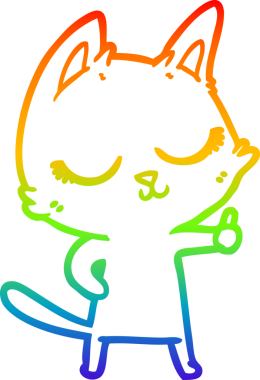 Gökkuşağı gradyan çizgisi bir insan tarafından çizilmiş sakin bir çizgi kedi çizimi