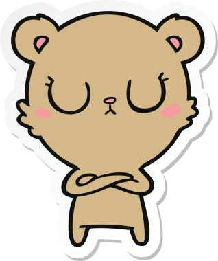 Bir insan tarafından çizilmiş barışçıl bir ayı yavrusunun çıkartması.