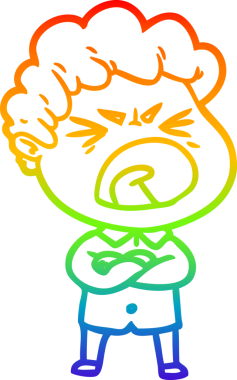 Bir insan tarafından çizilmiş öfkeli bir adamın çizdiği gökkuşağı gradyan çizgisi.