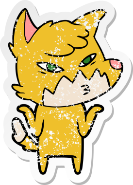 Bir insan tarafından çizilmiş zeki bir tilkinin sıkıntılı çıkartması.