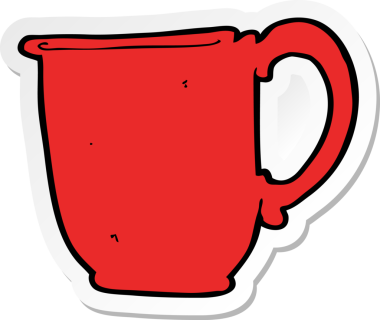 Bir insan tarafından çizilmiş bir karikatür bardağının çıkartması.