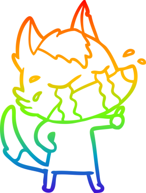 Gökkuşağı gradyan çizgi çizimi bir insan tarafından çizilmiş ağlayan bir kurt.