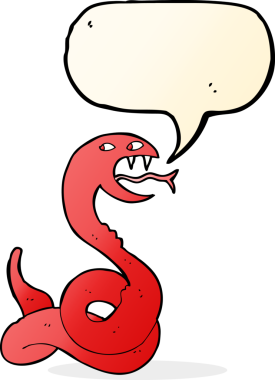 Bir insan tarafından çizilmiş konuşma balonlu tıslayan yılan.