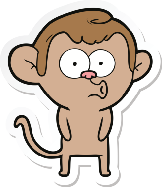 Bir insan tarafından çizilmiş korna çalan bir maymunun çıkartması.