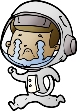 Bir insan tarafından çizilmiş ağlayan astronot çizgi filmi.